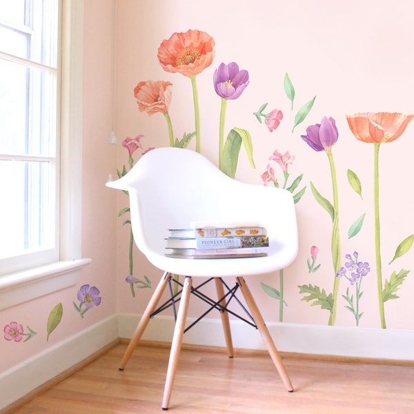 Make A Meadow - Fabric Wall Decal - Flower Shop - Poppy Mix - Mej Mej