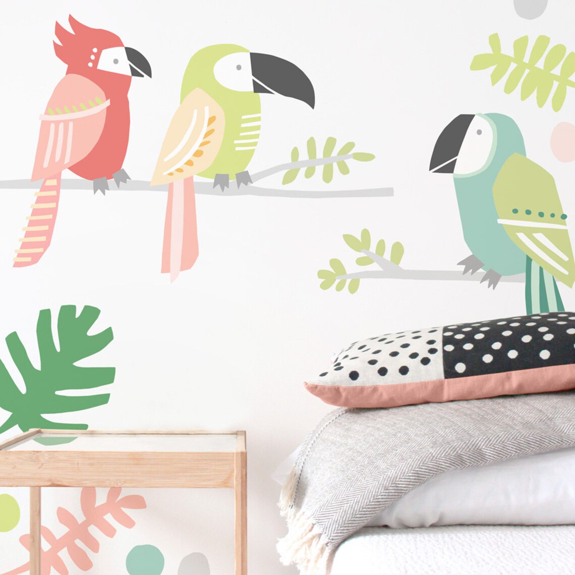 Big Tropical Birds Fabric Wall Decal Tropical Mej Mej - Etsy