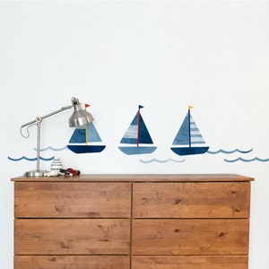 Three Boats Fabric Wall Decal Sag Harbor Mej Mej image 3