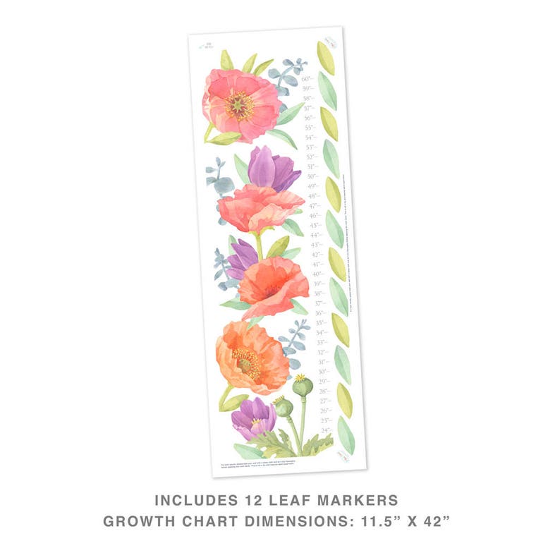 Poppy Mix Growth Chart Fabric Wall Decal Flower Shop Mej Mej image 2