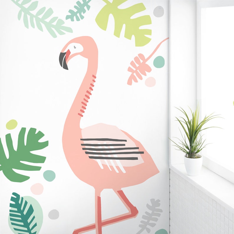 Big Flamingo Fabric Wall Decal Tropical Mej Mej image 5