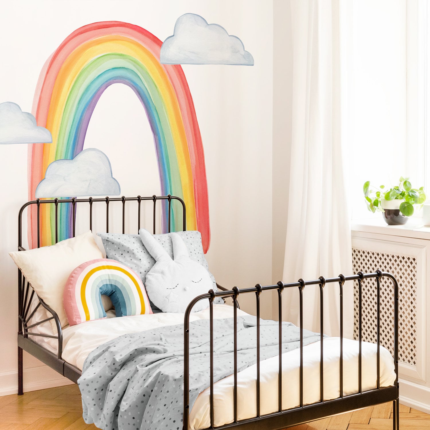 Grote aquarel regenboog - stoffen muursticker - Color Story - Mej Mej