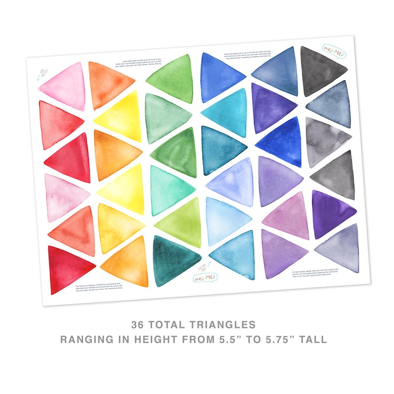 Large Rainbow Watercolor Triangles Fabric Wall Decal Color Story Mej Mej image 2