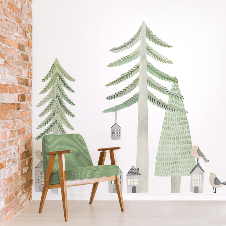 Pine Forest Kit Large Fabric Wall Decal Evergreen Mej Mej image 1