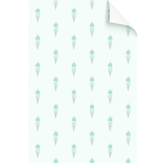 Ice Cream Cones Mint Wallpaper Tile YUM Mej Mej | Etsy