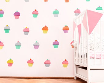 Cupcakes - Fabric Wall Decal - Yum - Mej Mej