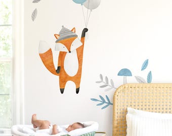 Flying Fox - Fabric Wall Decal - Woodland Blue Collection - Mej Mej