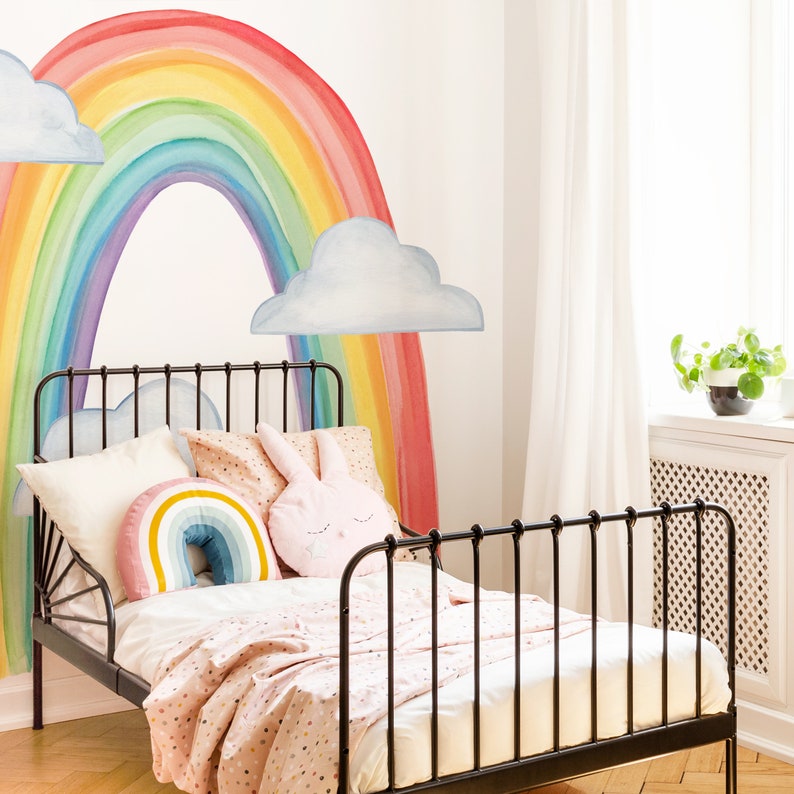 Extra Large Watercolor Rainbow Fabric Wall Decal Color Story Mej Mej image 1