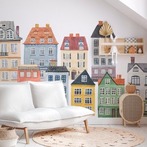 Large Village Kit Fabric Wall Decal Rooftop Mej Mej image 1