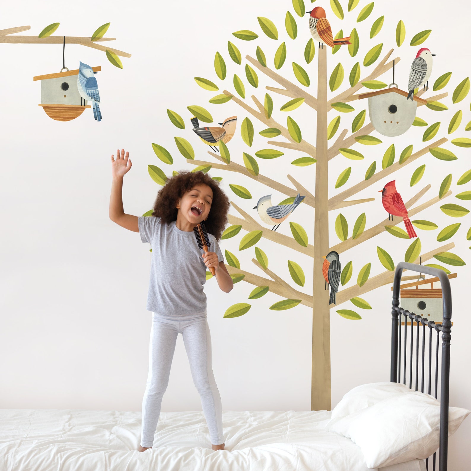 Feather Tree Kit Fabric Wall Decal Feather Mej Mej Etsy