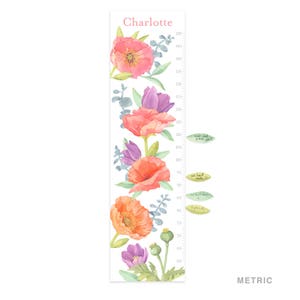 Poppy Mix Growth Chart Personalized Fabric Wall Decal Flower Shop Mej Mej image 3