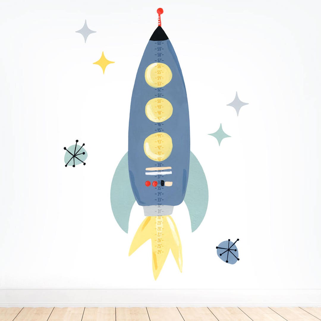 Rocket Growth Chart - Fabric Wall Decal - Galaxy Collection - Mej Mej ...