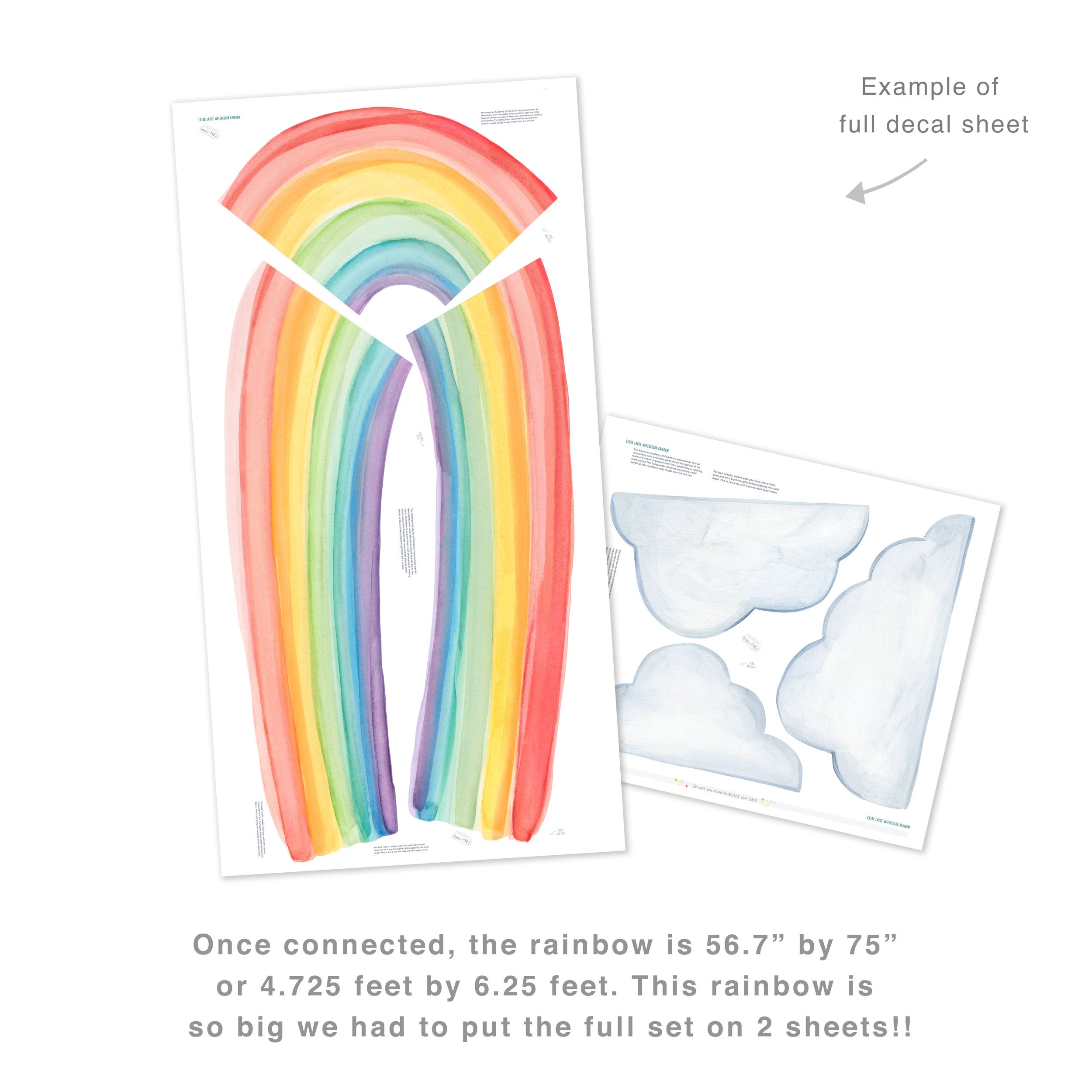 Extra Large Watercolor Rainbow - Fabric Wall Decal - Color Story - Mej ...