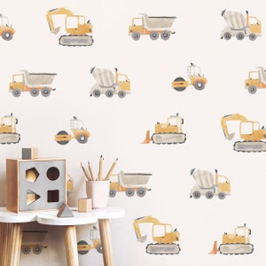 Construction Trucks Toss - Fabric Wall Decal - Away We Go - Mej Mej