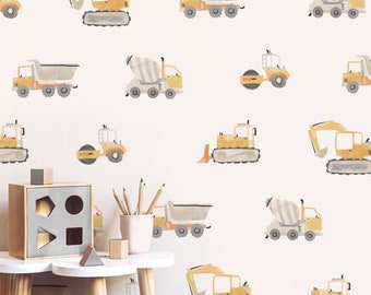 Construction Trucks Toss - Fabric Wall Decal - Away We Go - Mej Mej