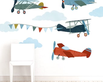 Big Biplane Kit - Fabric Wall Decal - First Flight - Mej Mej