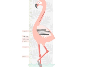 Custom Flamingo Growth Chart - Fabric Wall Decal - Tropical - Mej Mej