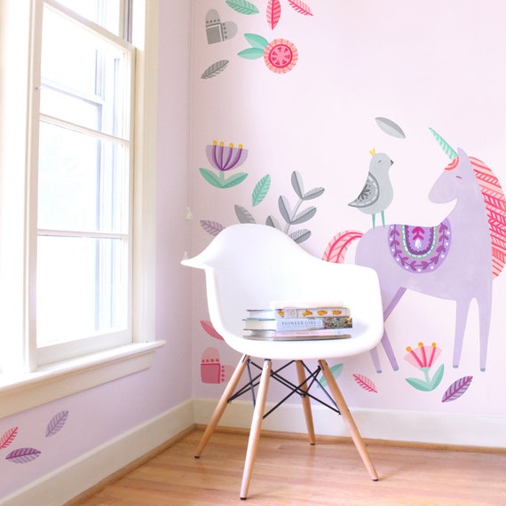 Stickers Muraux | Sticker Mural Autocollant - FLEURS DE LICORNE Adhesifs Fond Transparent 90x90cm 94629668