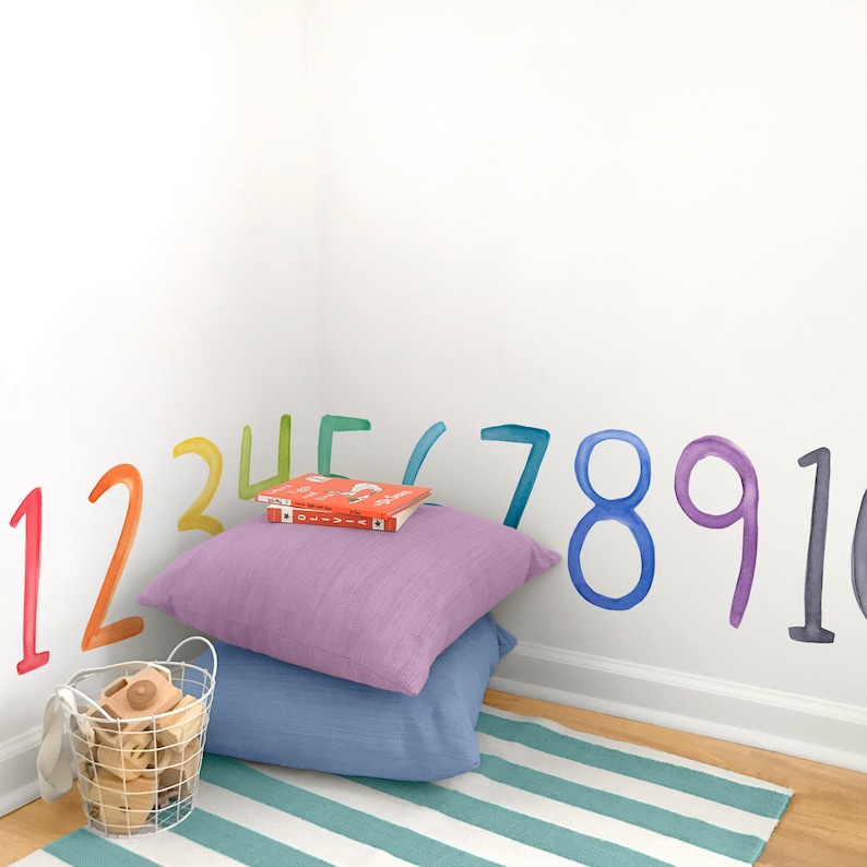 Rainbow Watercolor Numbers Fabric Wall Decal Color Story Mej Mej image 4
