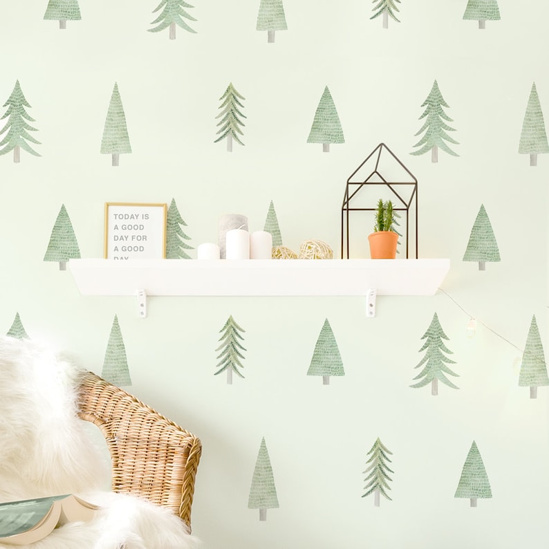 Evergreen Tree Toss Fabric Wall Decal Evergreen Mej Mej image 1