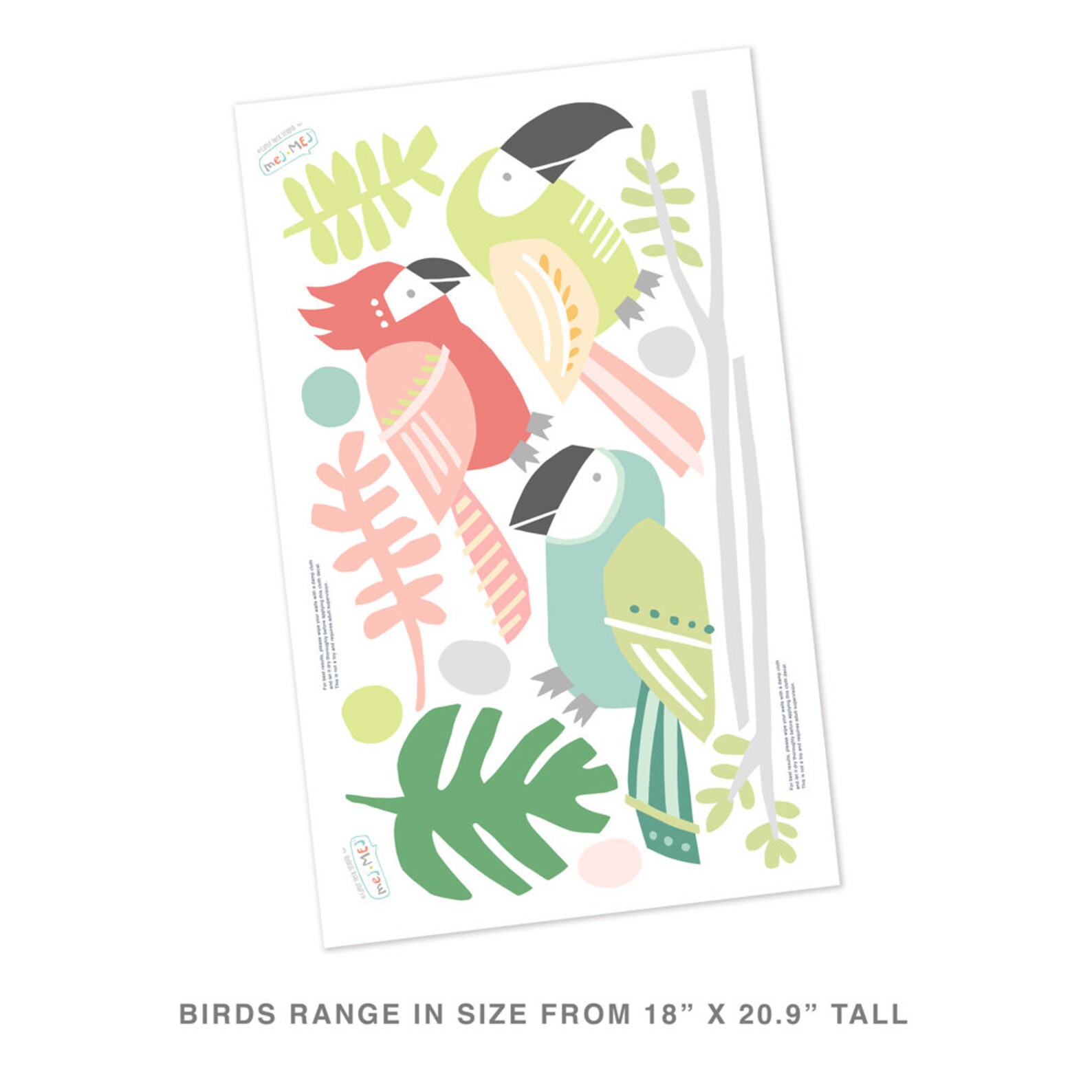 Big Tropical Birds Fabric Wall Decal Tropical Mej Mej - Etsy Canada