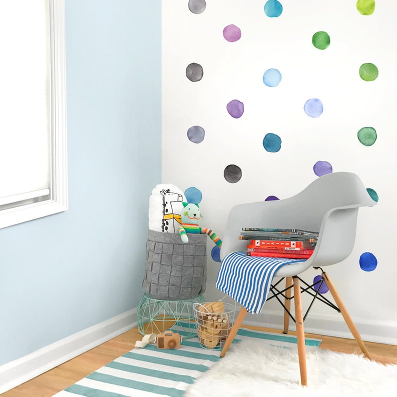 Small Rainbow Watercolor Dots Fabric Wall Decal Color Story Mej Mej image 3