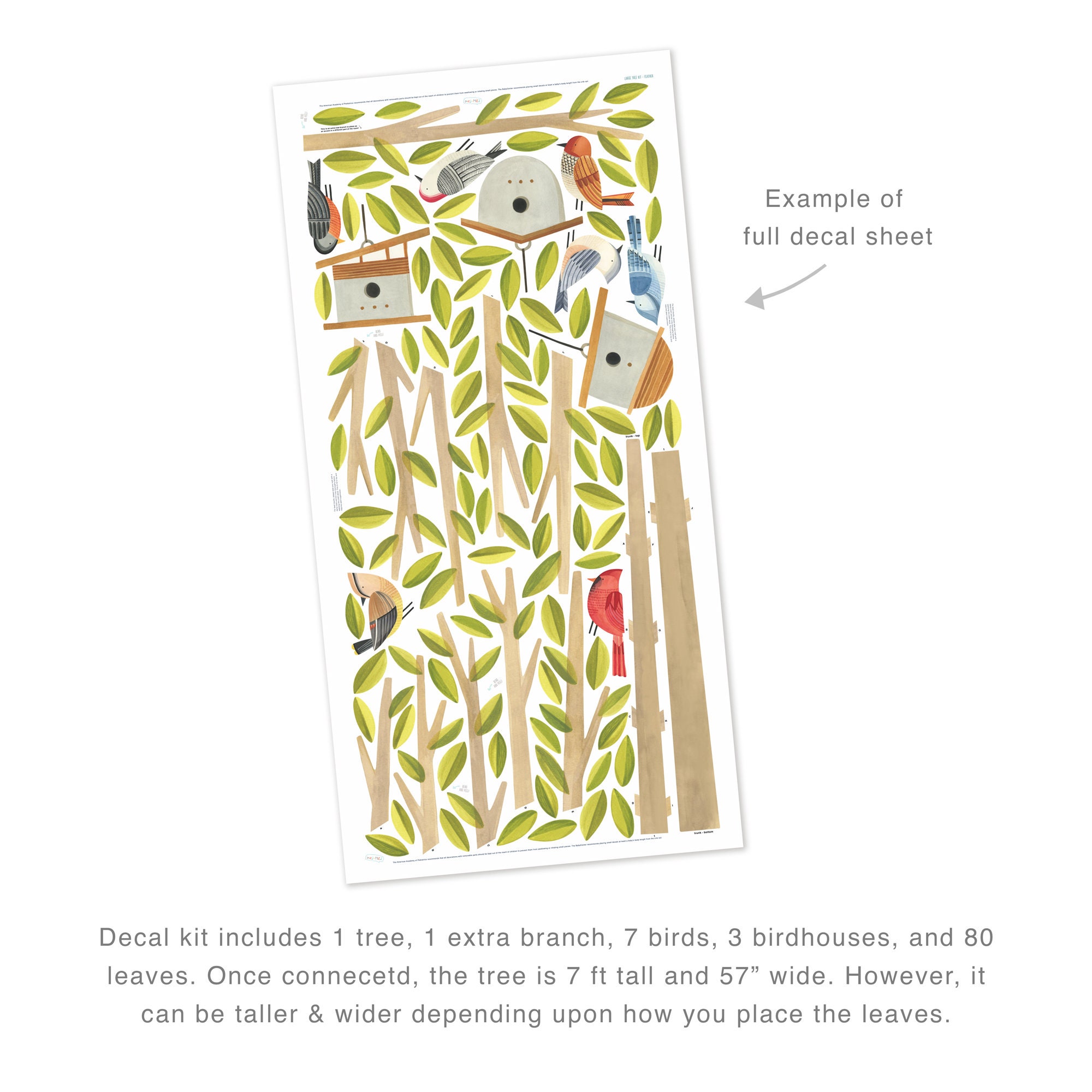 Feather Tree Kit Fabric Wall Decal Feather Mej Mej Etsy