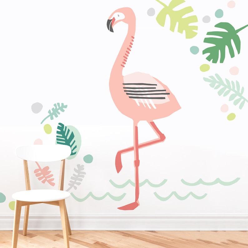 Big Flamingo Fabric Wall Decal Tropical Mej Mej image 3