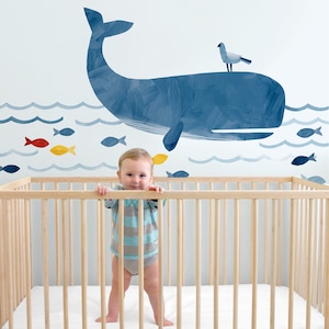 Westcott the Whale Fabric Wall Decal Sag Harbor Mej Mej imagem 4