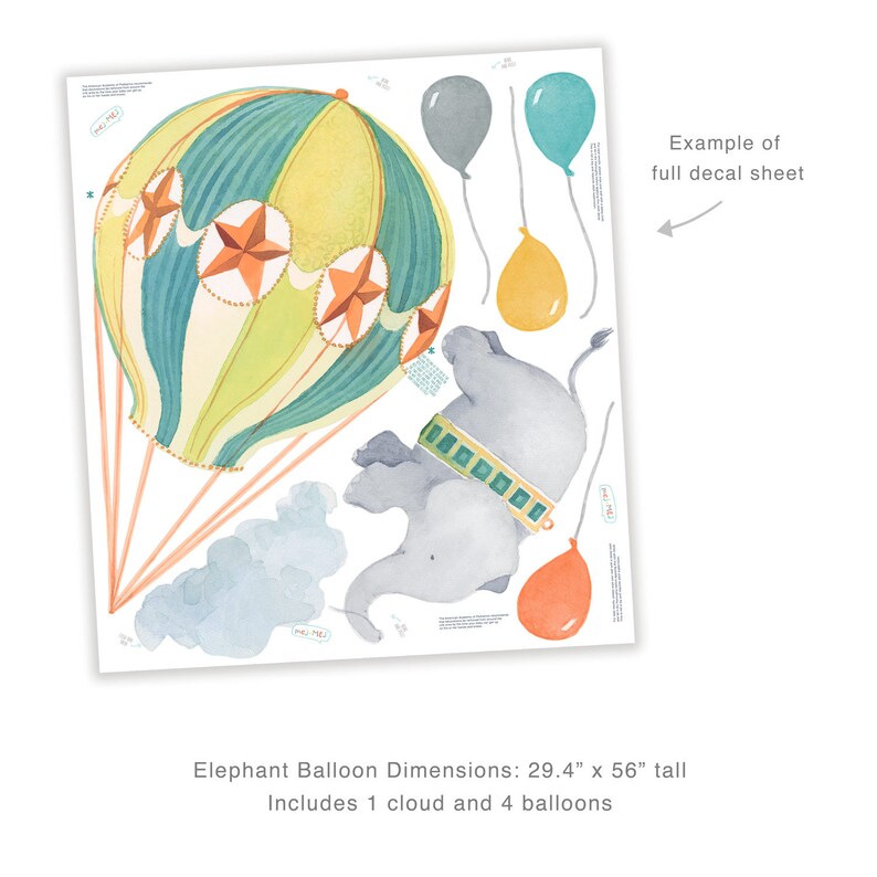 Nursery Daydreams Collection Mej Mej Fabric Wall Decal Balloon Elephant
