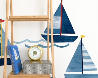 Drie boten - stoffen muursticker - Sag Harbor - Mej Mej