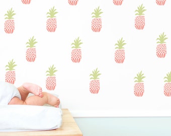 Pineapple Toss - Pink - Fabric Wall Decal - Tropical - Mej Mej