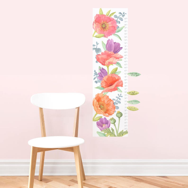Poppy Mix Growth Chart Fabric Wall Decal Flower Shop Mej Mej image 3