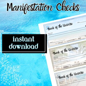 Manifestation Checks | Vision Board Checks | Printable Abundance | Wealth, Money, Magick, Law of Attraction Checks | Beach