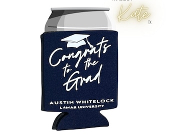 Congrats to the Grad Can Cooler, Personalized graduation party koozies, Graduation party favors, Graduation can coolers