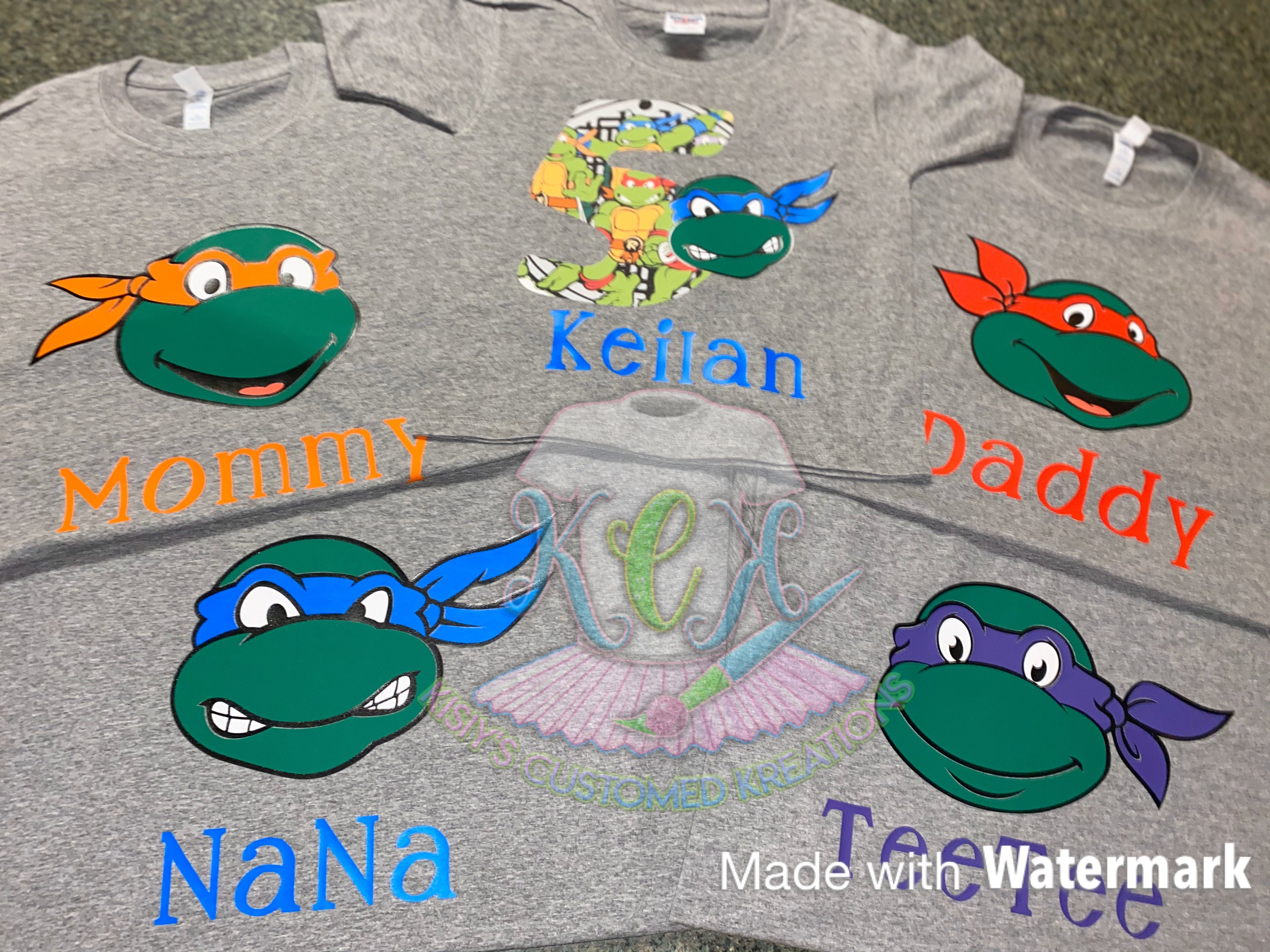 Ninja Turtle Family Birthday Shirts 
