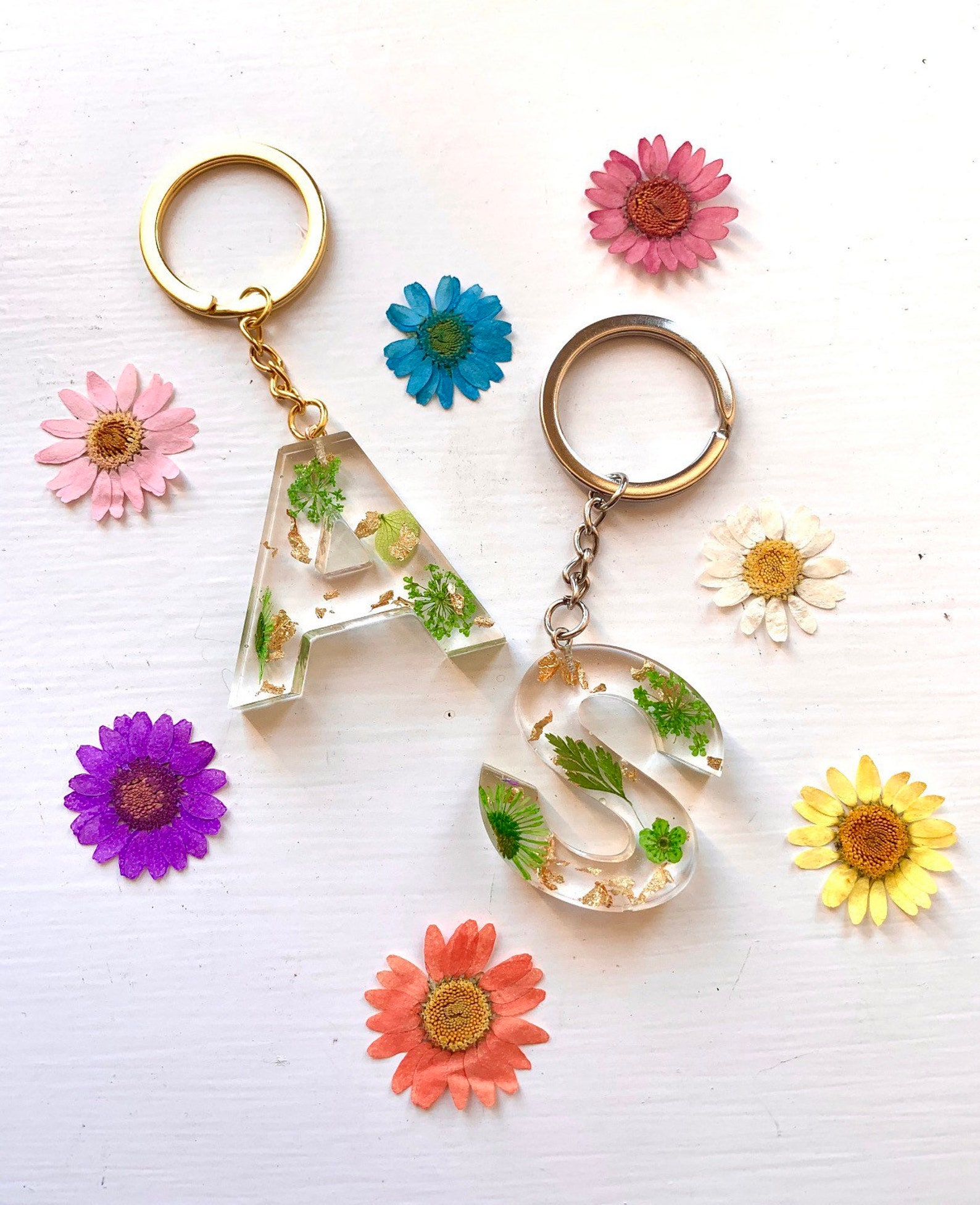 Custom Resin Flower floral Keychains Etsy