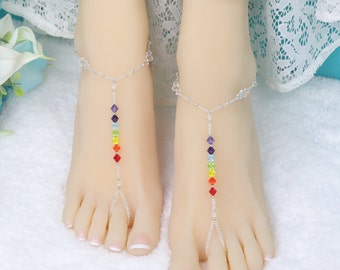 Elemental Steelers Made to Order Rasta Italian German Triple Goddess Patriotic Hand Crochet Ankle Wrap Barefoot Sandals Chakra