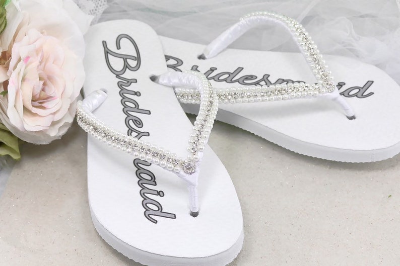 Destination Wedding Shoes Bridal Flip Flops Shoes Bridal Thongs Beach Wedding Sandal Bling Jewel Wedding Flip Flops Bridesmaid Shoes