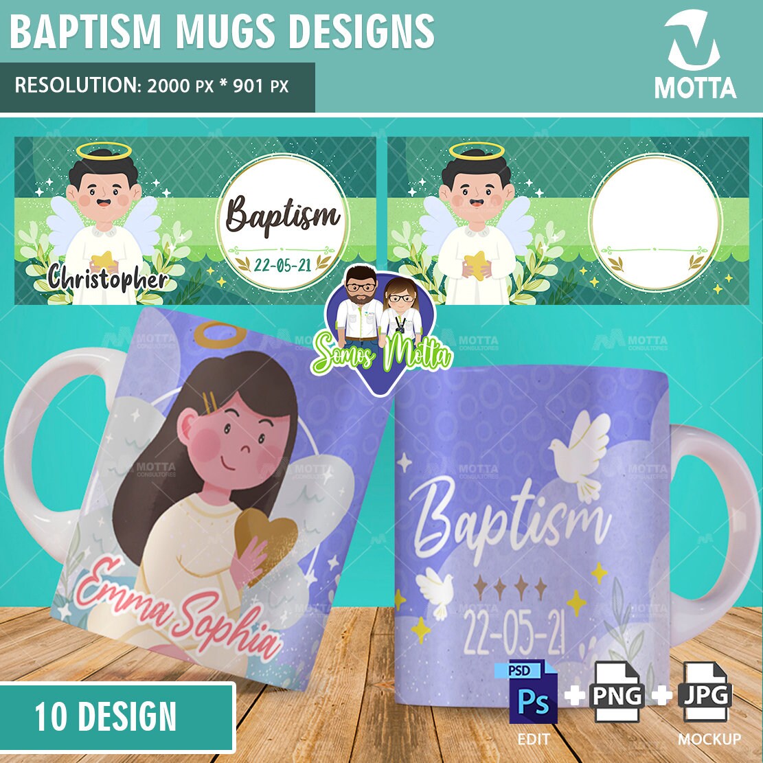 Designs to Sublimate Baptism Mugs Etsy