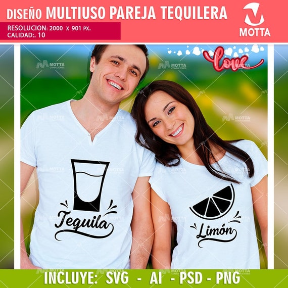 Vectores para Camisetas Parejas Sal y Tequila sublimation México