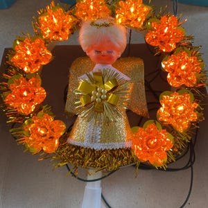 Vintage 11 light angel Christmas tree topper from Woolworth (t-2)
