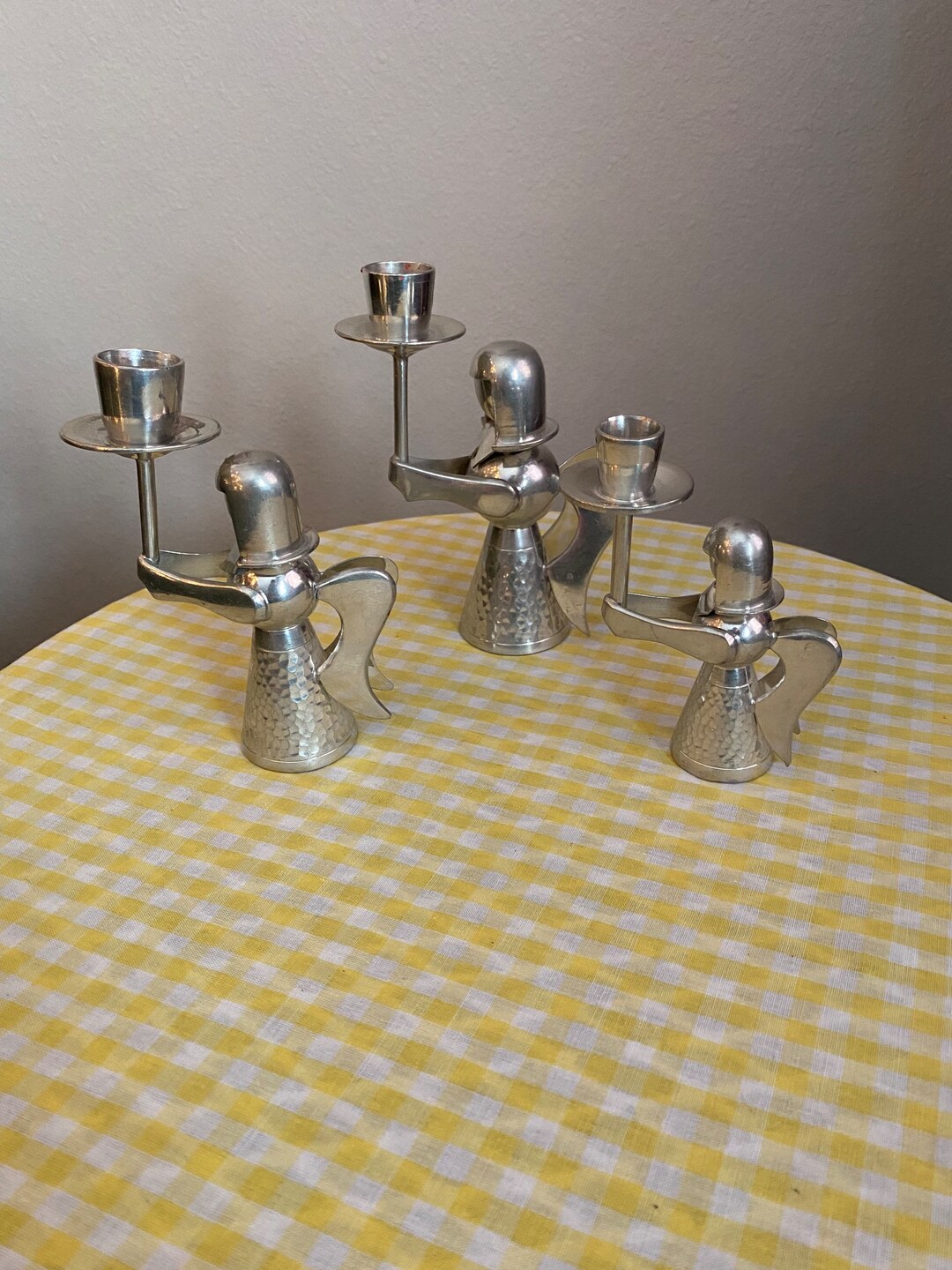 3 Vintage Pura Angel Candlestick Holders Etsy