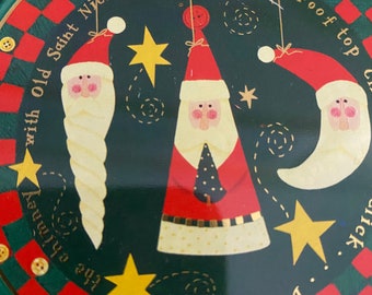 Set of 6 vintage folk Santa coasters