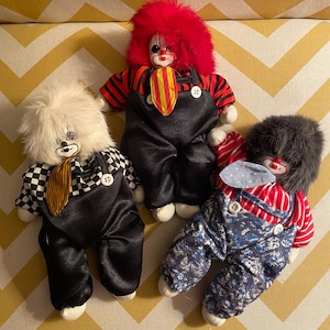 3 vintage Q-Tee-clowns hand painted sandbag clowns (s-1)