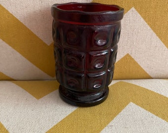 Anchor hocking mid century red reverse dot toothpick holder (BAA)