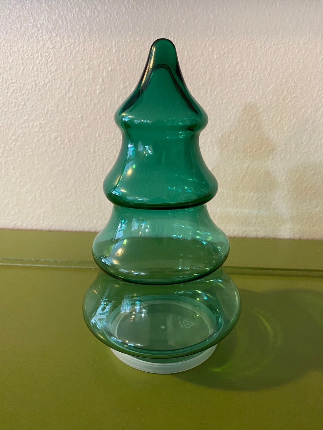 Green Glass Christmas Tree Candy/ Treat Jar Etsy
