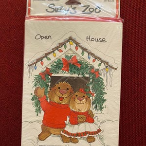 10 new vintage Suzy’s Zoo Christmas open house invitations (p)