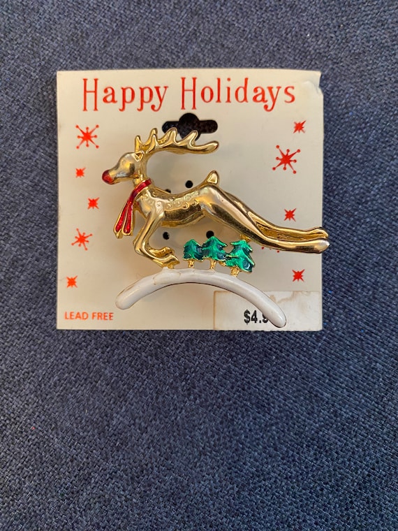 Adorable reindeer Christmas pin/brooch - image 1