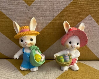 2 vintage small plastic Easter bunnies (AC)